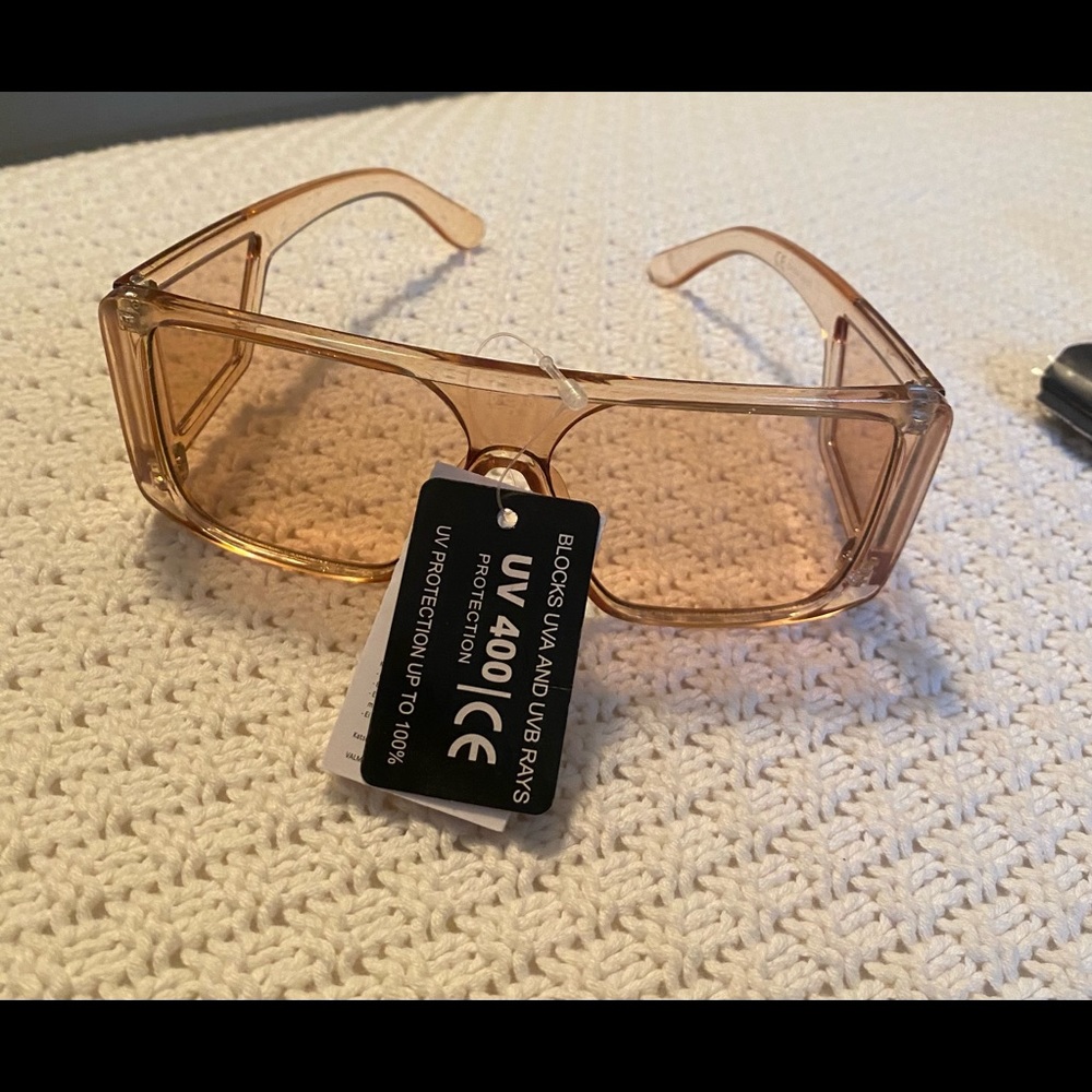 Brown triple lens square frame sunglasses